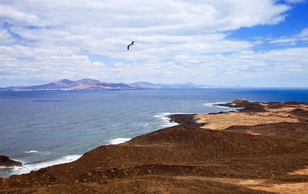 Καναρίνι νησιά, το μικρό νησάκι Isla de Lobos, θέα ανατολικά από το σχετικά — Φωτογραφία Αρχείου
