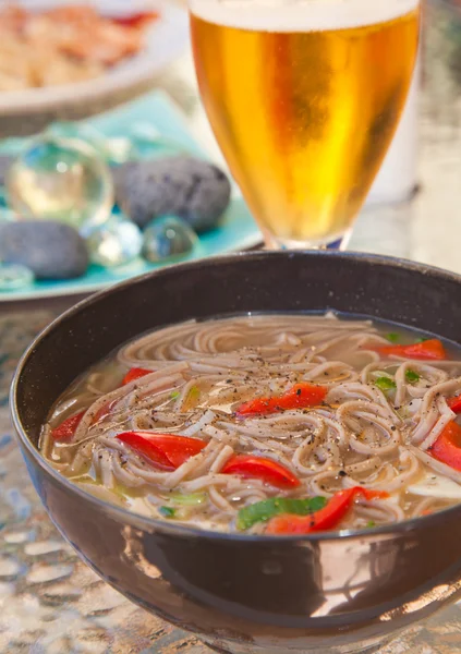 Buckwheat noodle soup — Stock Photo, Image