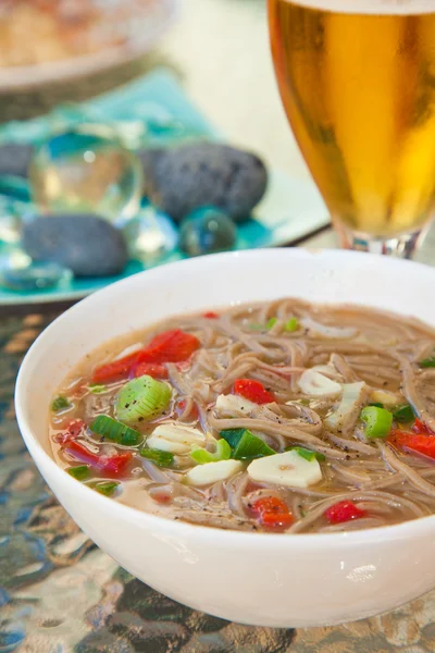 Buckwheat noodle soup — Stock Photo, Image