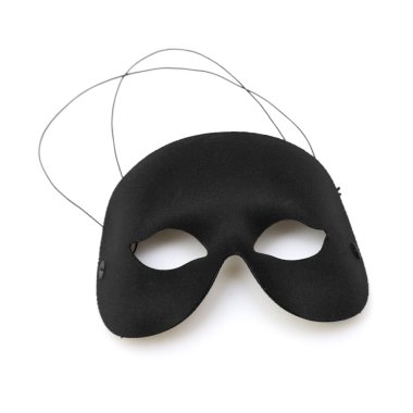 Black half-mask on white surface; clipart