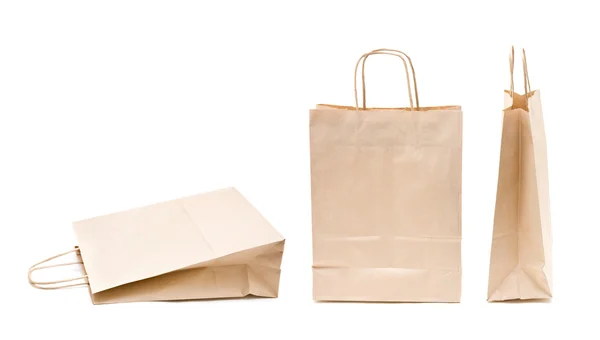 Újrahasznosíthatók; újrahasználható barna papír hordozó táska vásárlás — Stock Fotó