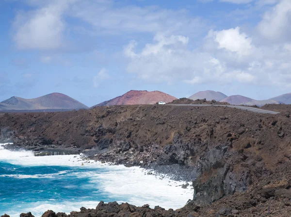 Weg naar le golgo, lanzarote, Canarische eilanden — Stockfoto