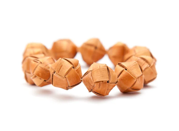 Traditional finnish bracelet made with birch bark beads — Stock Photo, Image