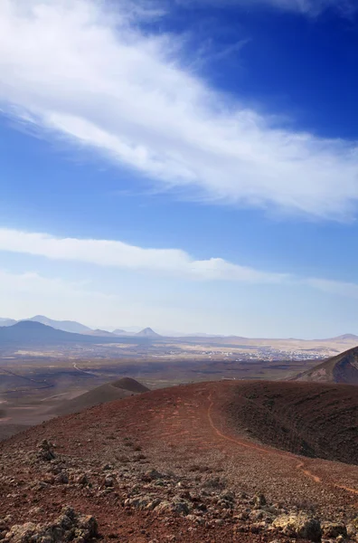 Fuerteventura Norte, vista desde el volcán Bayuyo hacia Lajare — Foto de Stock