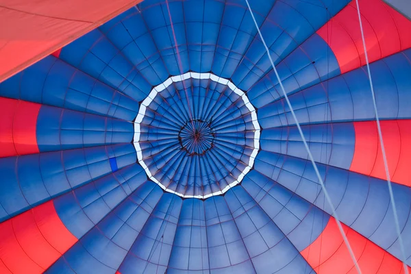 stock image Inside view of a red and dark blue hot air balloon;