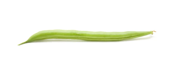 Single pod of green bean isolated on white background; — Stock Photo, Image