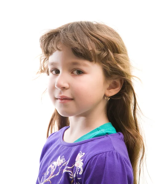 Portrait of a cute small girl with long hair — Stock Photo, Image