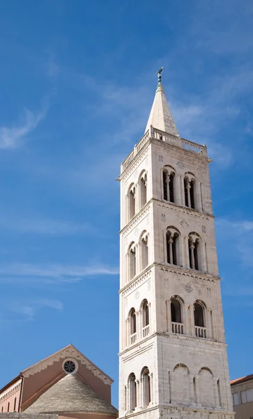 Bell-tower of the St Anastasia cathedral in Zadar in Croatia — Stock Photo, Image