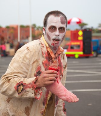 CORRALEJO - MARCH 17: Dressed-up participant, 