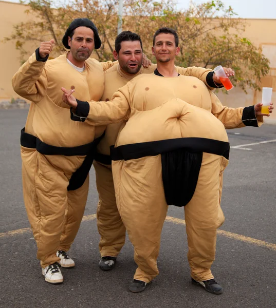 Corralejo - 17. března: účastníci-oblečený, zápasníci sumo", — Stock fotografie