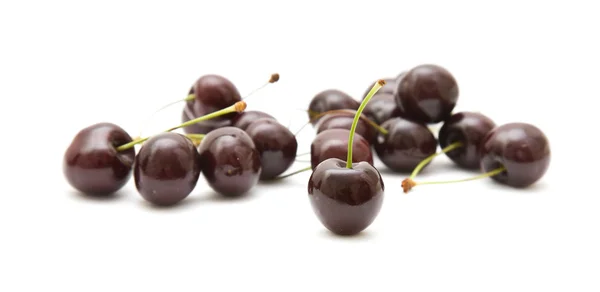 Handful of dark cherries isolated on white background — Stock Photo, Image