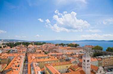 Hırvatistan; Zadar eski şehir bölgesi Cathedr Belltower görüldü