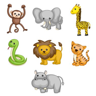 Wild animals cartoon clipart