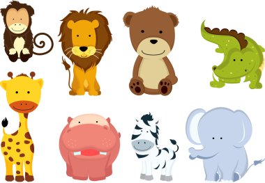 Wild animal cartoons clipart