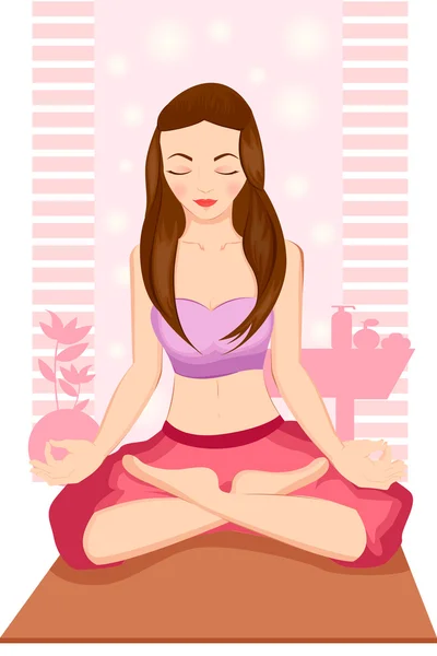 Yoga kadın meditasyon — Stok Vektör