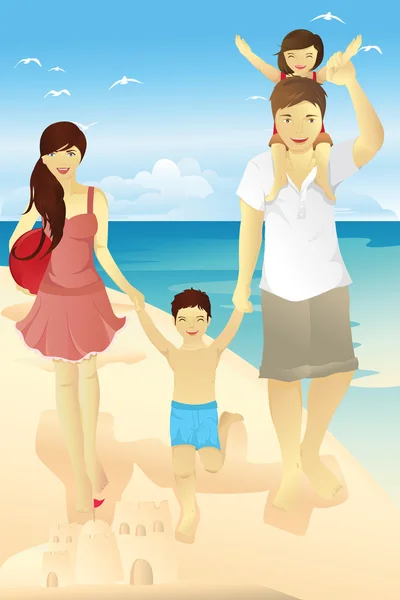 Plaj Ailesi — Stok Vektör