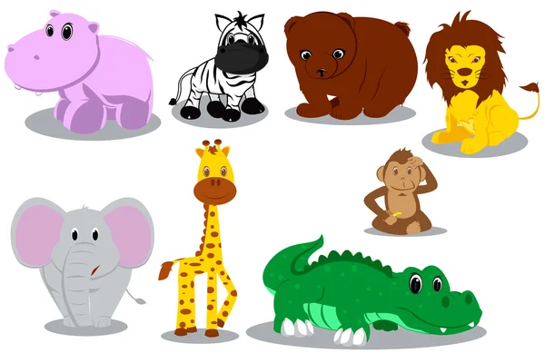 Desenhos animados animais selvagens — Vetor de Stock