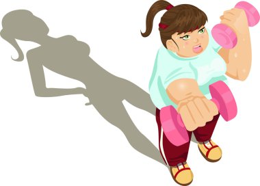 Overweight girl exercising clipart