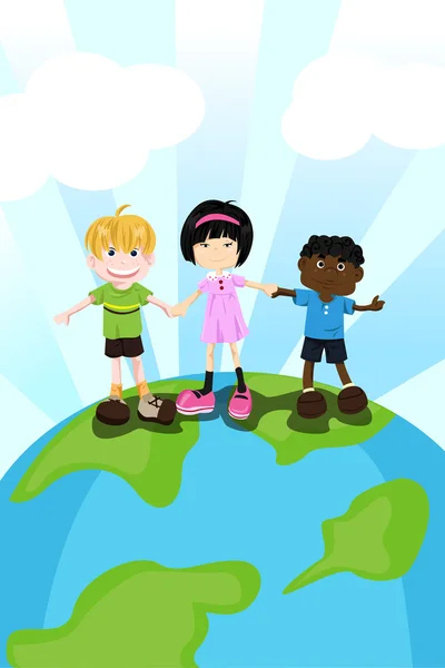 Enfants multiethniques — Image vectorielle