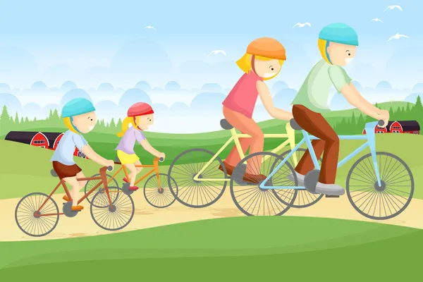 Family biking — Stok Vektör