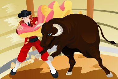 Bull fighting matador clipart