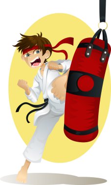 Practicing karate clipart