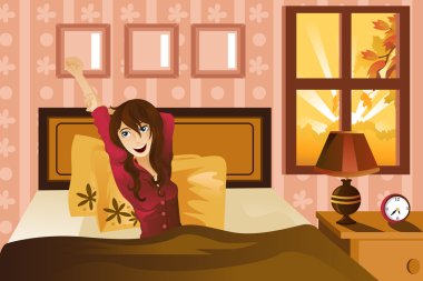 Woman waking up in the morning clipart