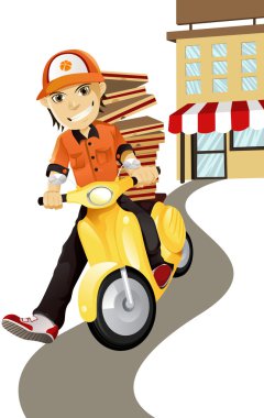 Pizza delivery man clipart