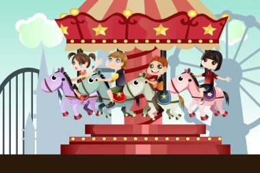 Children in amusement park clipart