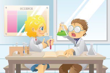 Students in science project clipart