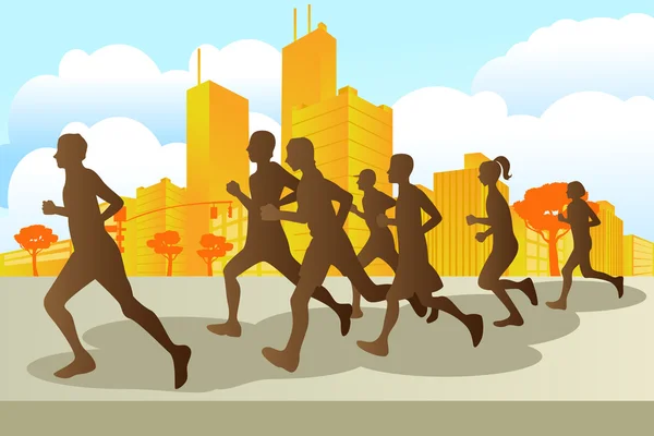 Maraton futók — Stock Vector