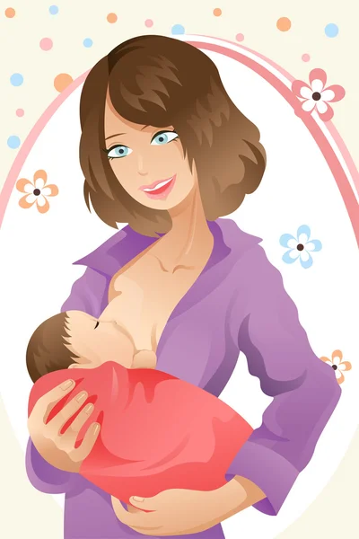 母乳喂养的女人 — 图库矢量图片