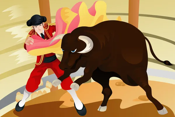 Bull fighting matador — Stock Vector