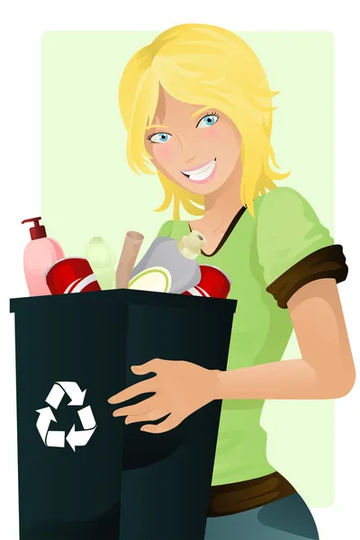 Recycling meisje — Stockvector