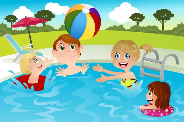 Rodina v bazénu — Stockový vektor