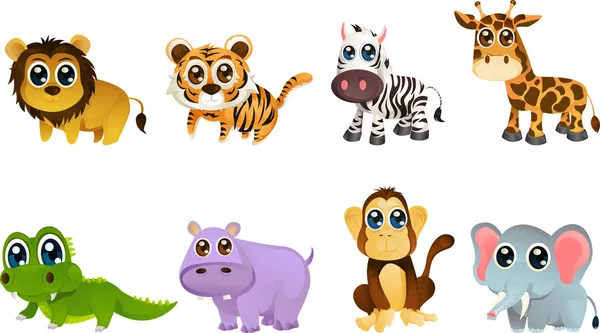 Animales de vida silvestre dibujos animados — Vector de stock