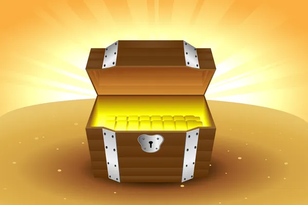 Wooden treasure chest — Stock Vector