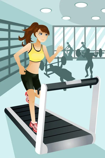 Exercice de femme en salle de gym — Image vectorielle