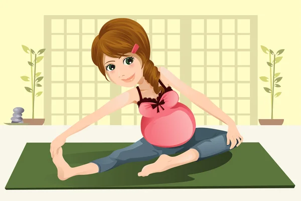 Mulher grávida fazendo ioga — Vetor de Stock