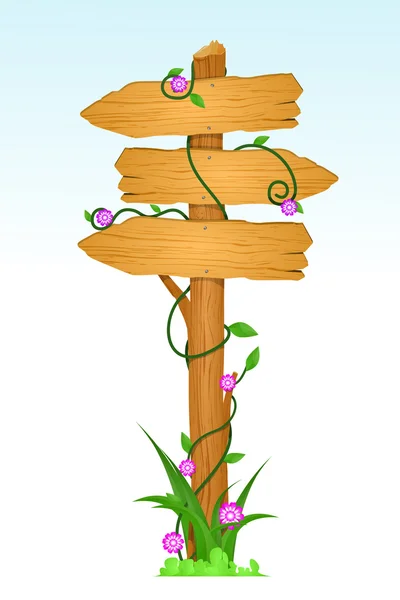 Panneau de direction en bois — Image vectorielle