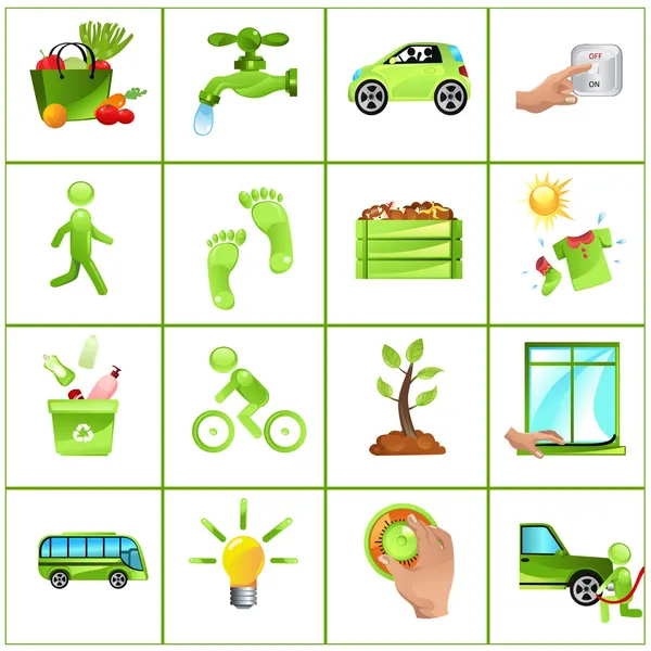 Andare icone concetto verde — Vettoriale Stock