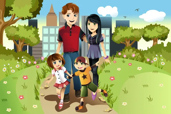 Famille dans le parc — Image vectorielle