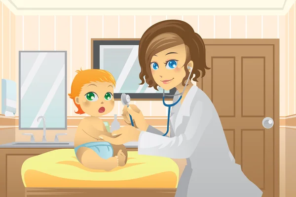 Pediatrician with baby — Stock Vector