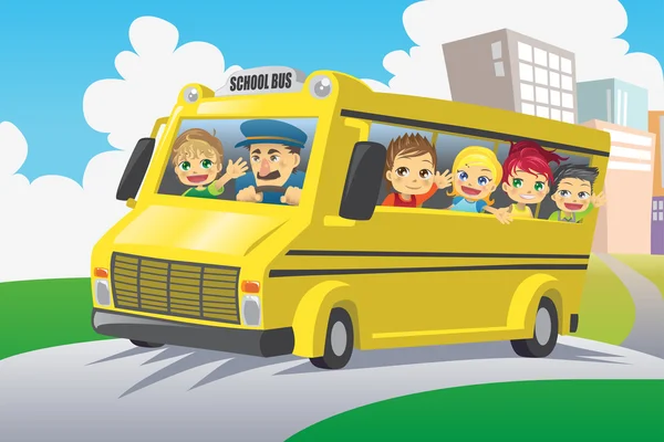 Kinder im Schulbus — Stockvektor