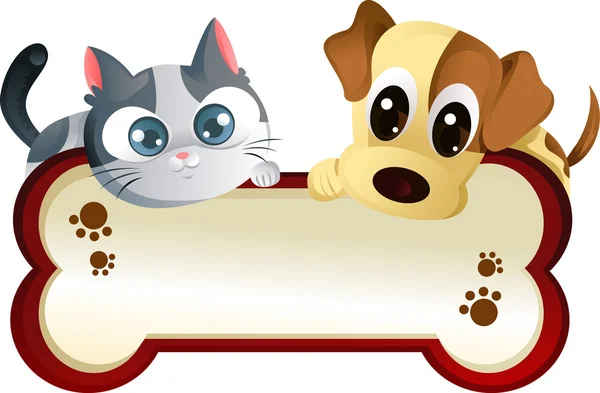 Собака і кіт з банером Векторна Графіка