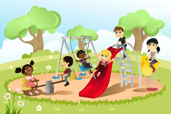 Crianças no parque infantil Ilustrações De Stock Royalty-Free