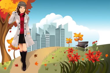 Autumn girl clipart