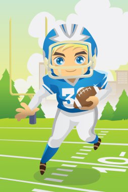 Boy playing football clipart