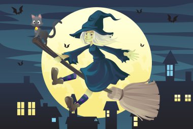 Halloween flying witch clipart