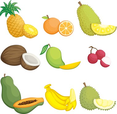 Tropical fruits icons clipart
